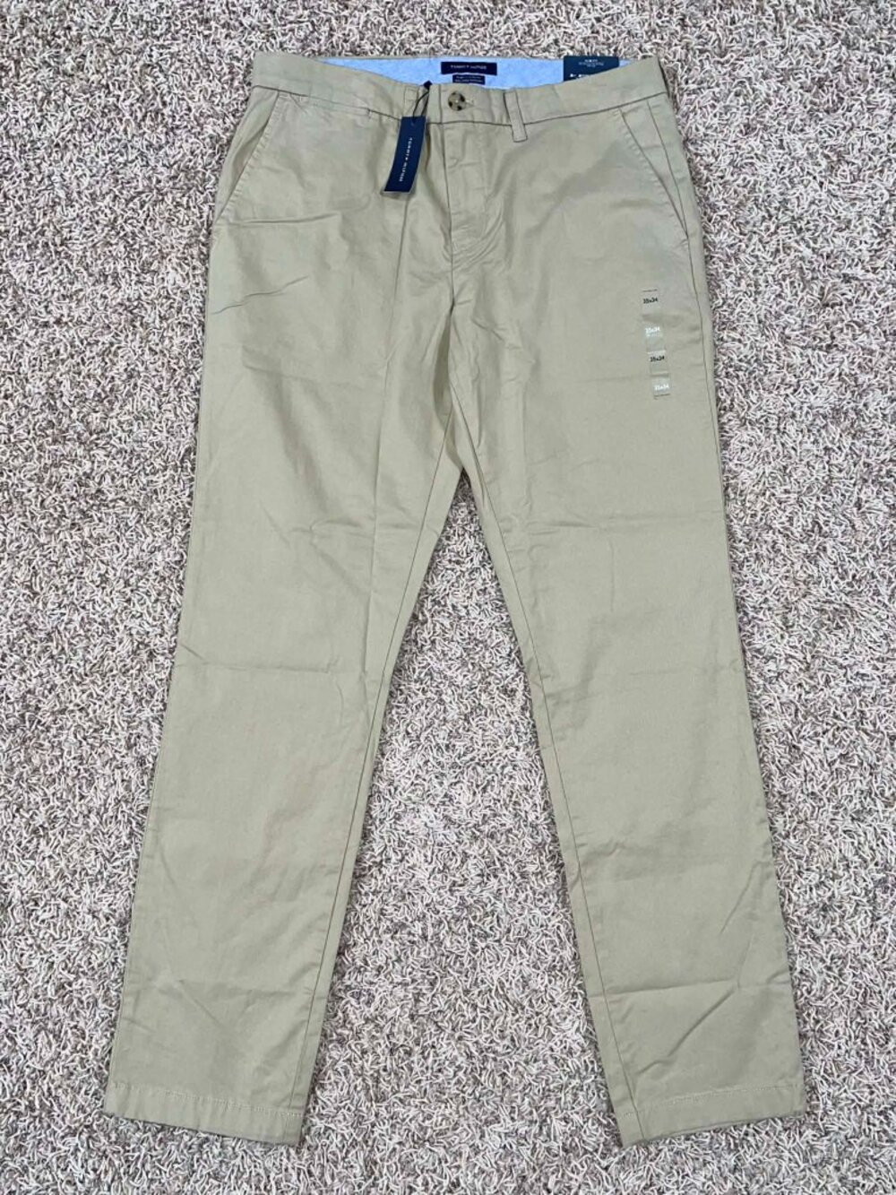 Tommy Hilfiger Men's TH Flex Stretch Slim-Fit Chino Pants Beige Size 35x34 (New)